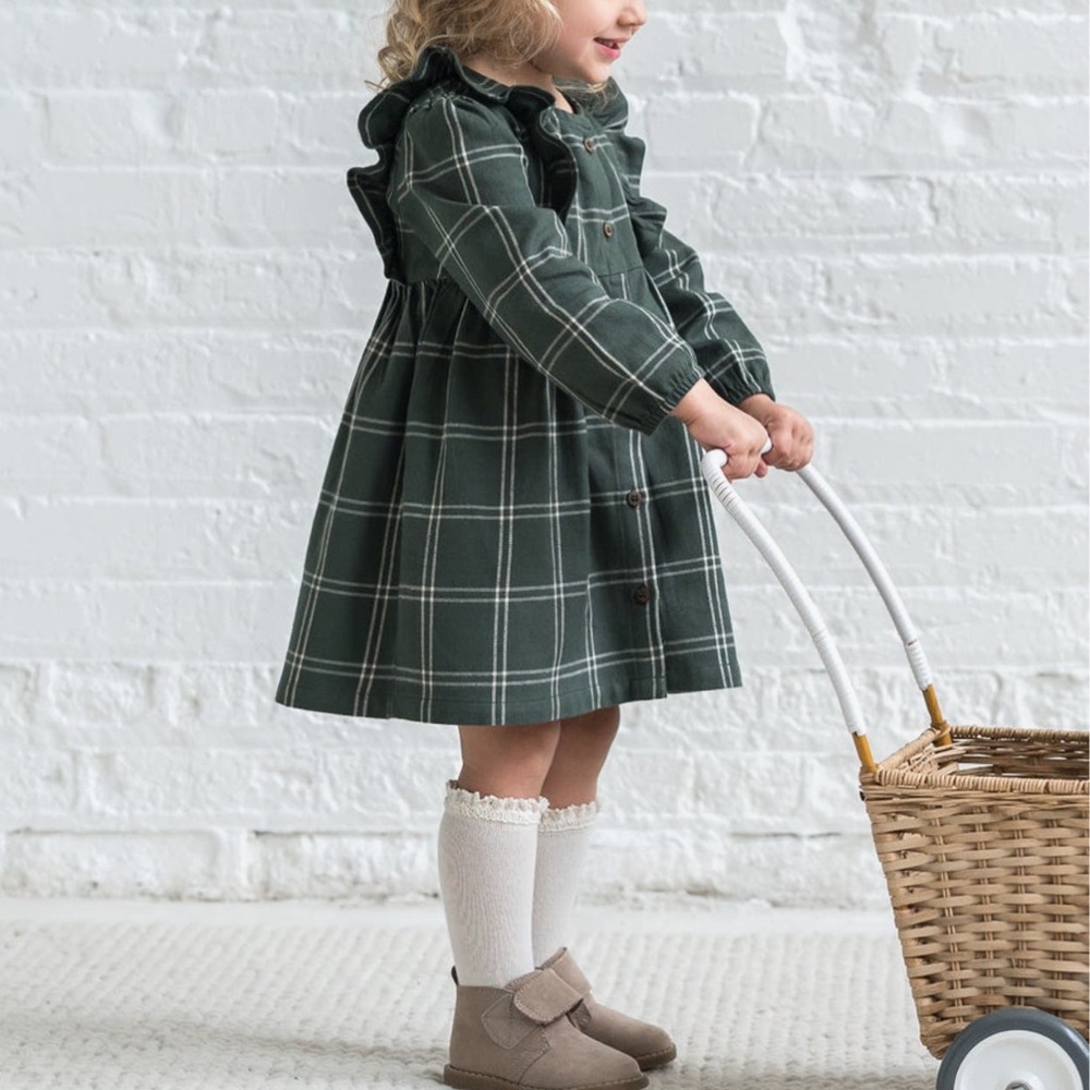 KENDI rya flannel ruffle dress